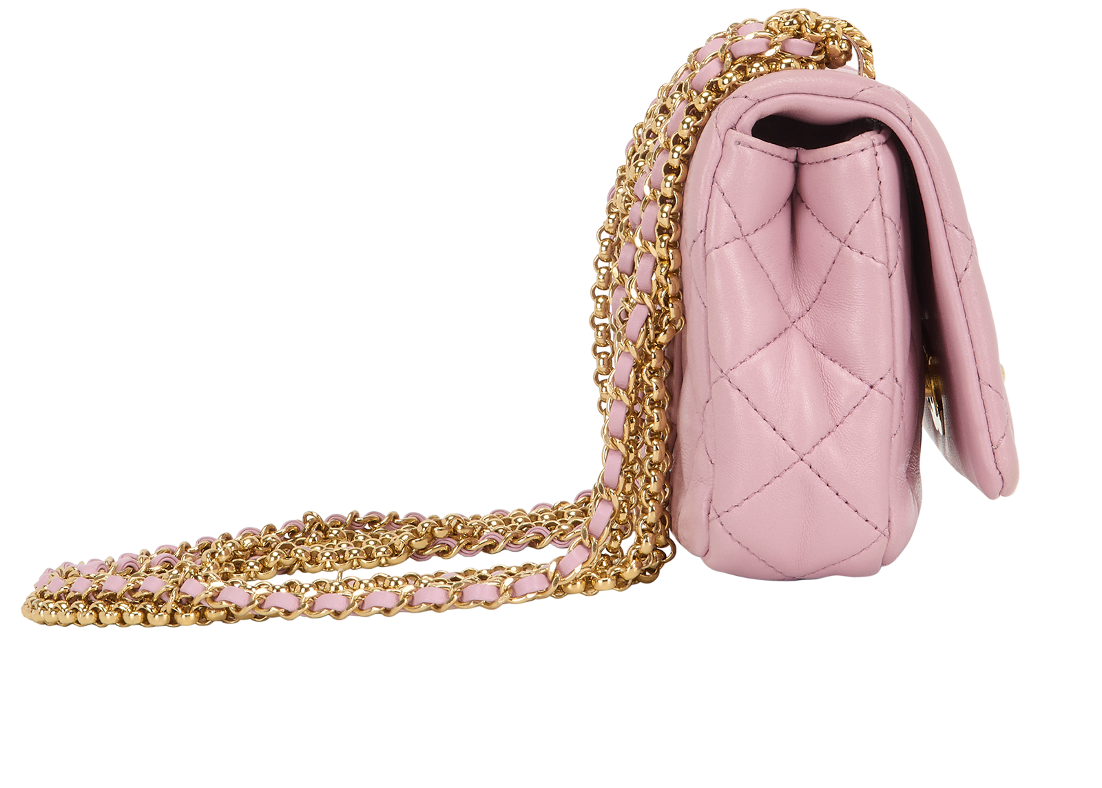 Triple Chain Single Flap, &pound;2,950, Handbags, Pink, Leather, Side view
